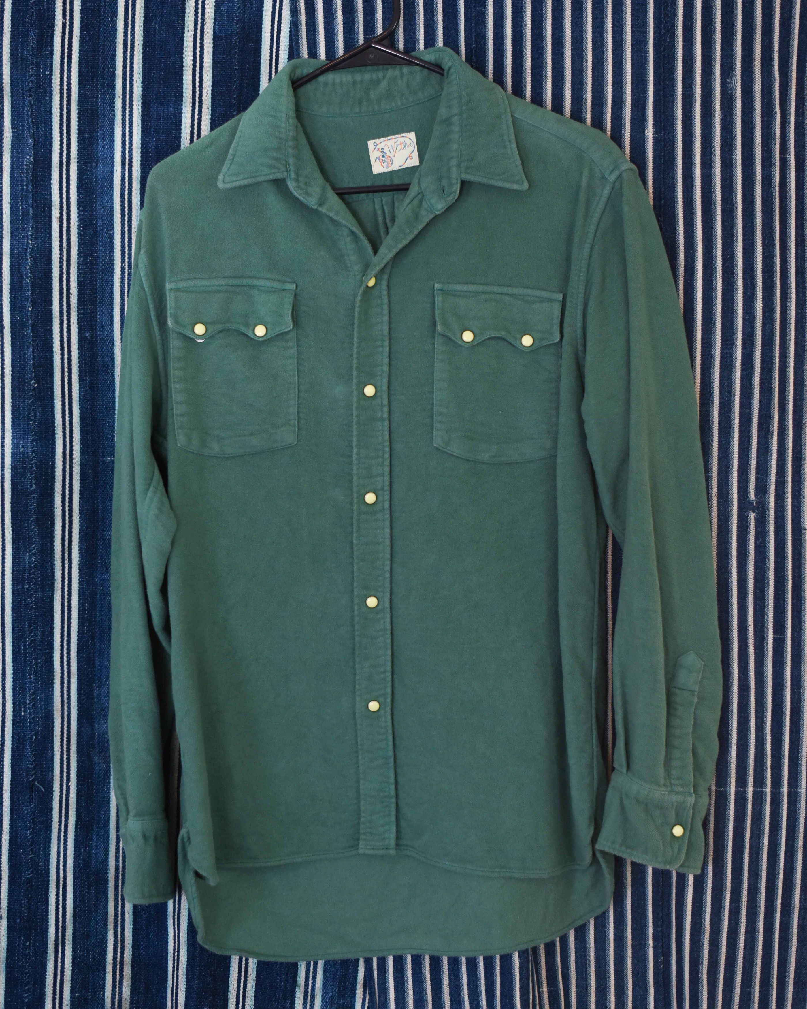 Wythe Moleskin Pearlsnap Western Shirt Emerald Green Medium