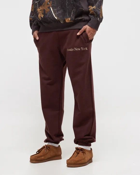 image of Awake Wake Classic Outline Logo Embroidered Sweatpants in Brown, Men's (Size 32)