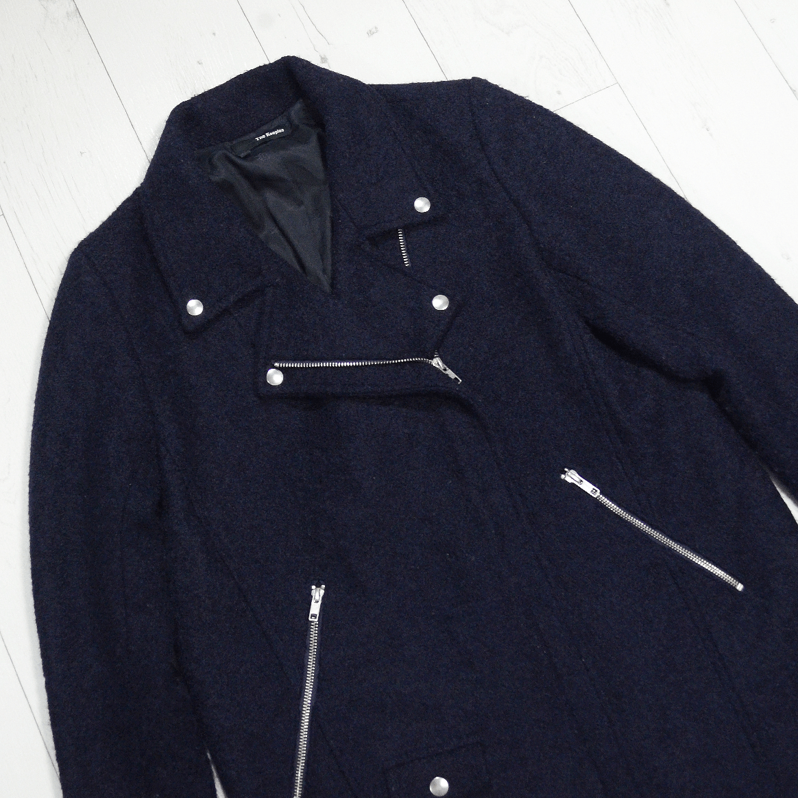 Designer × The Kooples The Kooples Wool Coat Navy Blue Size 38 Full Zip Size XS / US 0-2 / IT 36-38 - 3 Thumbnail