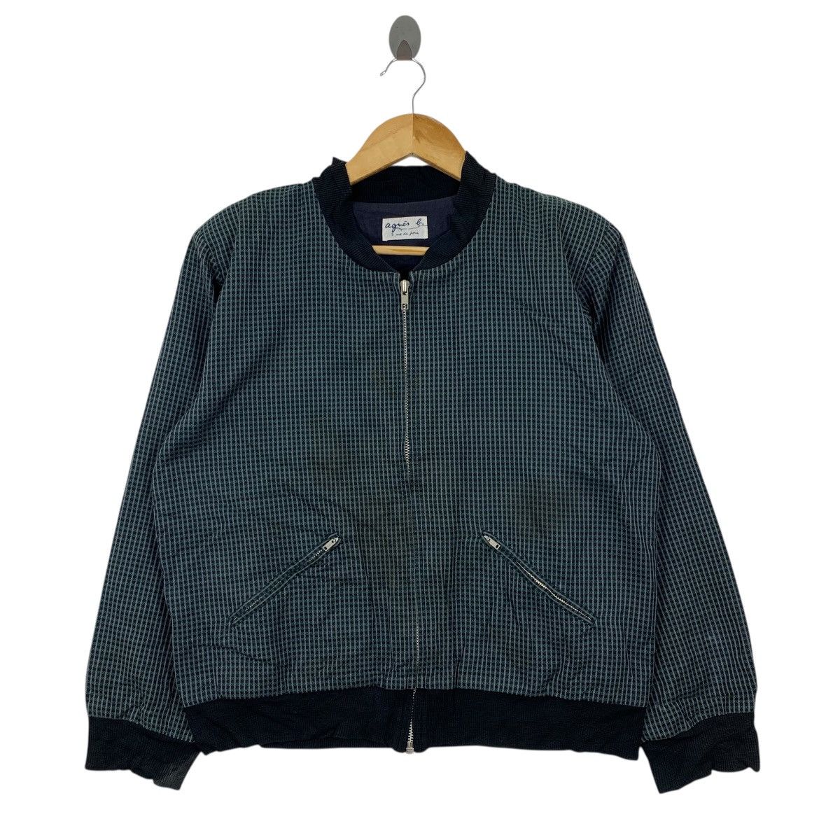 agnes b. Vintage AGNES B. French Designer Check Zipper Bomber Jacket Size L / US 10 / IT 46 - 1 Thumbnail
