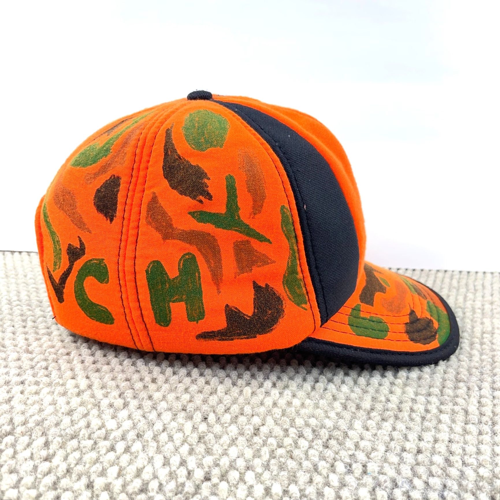 Vintage VINTAGE Blaze Orange Camo Trucker Hat Cap Strap back Insulated 90s Y2K Hunting Size 44L - 3 Thumbnail