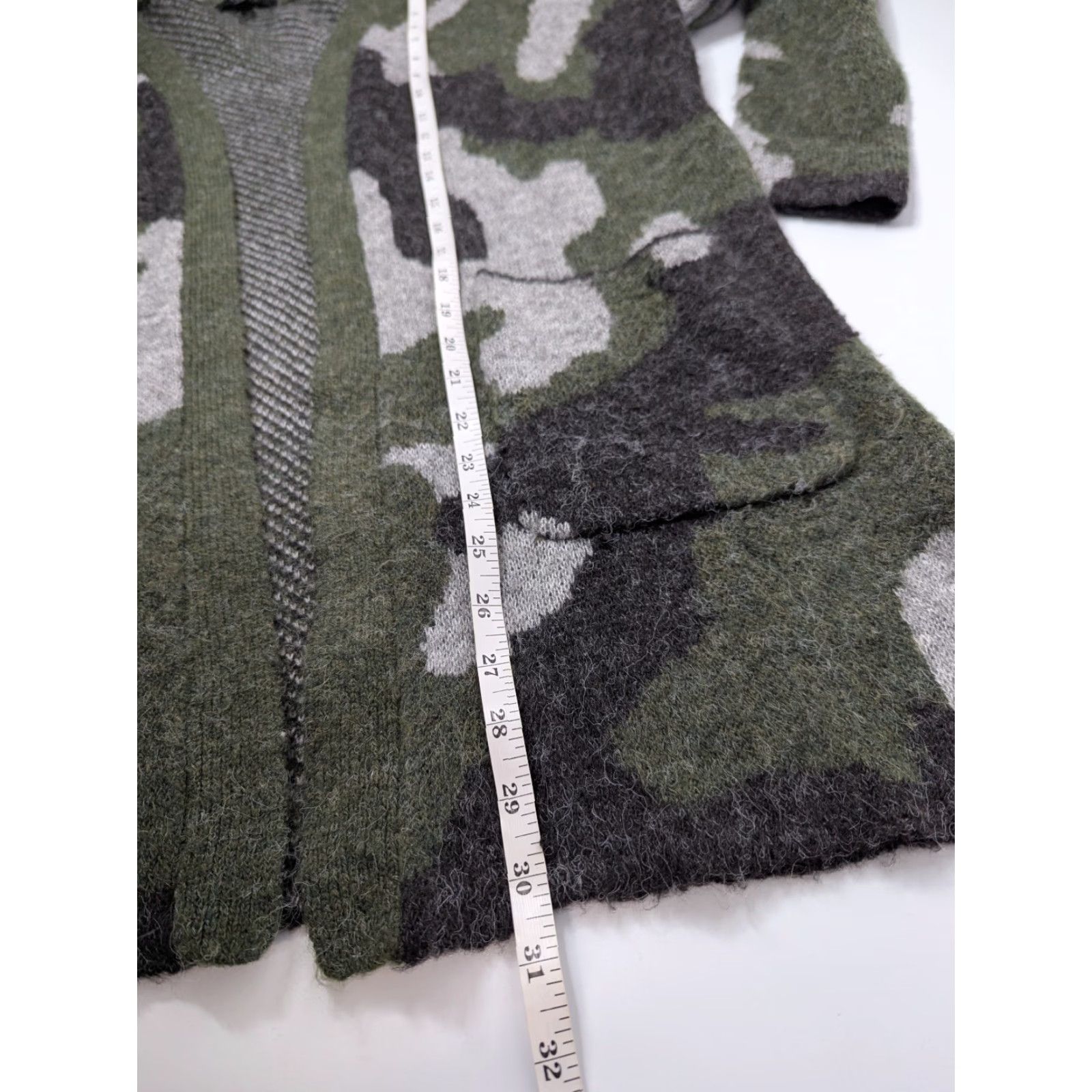Vintage Modern Canvas Cardigan Women M Green Gray Camo Open Front Sweater Size M / US 6-8 / IT 42-44 - 5 Thumbnail