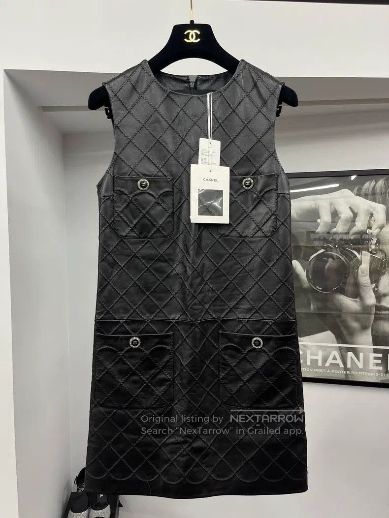 Chanel Chanel 23S black diamond checkered four-pocket leather ski Size XXS / US 00 / IT 34 - 1 Thumbnail