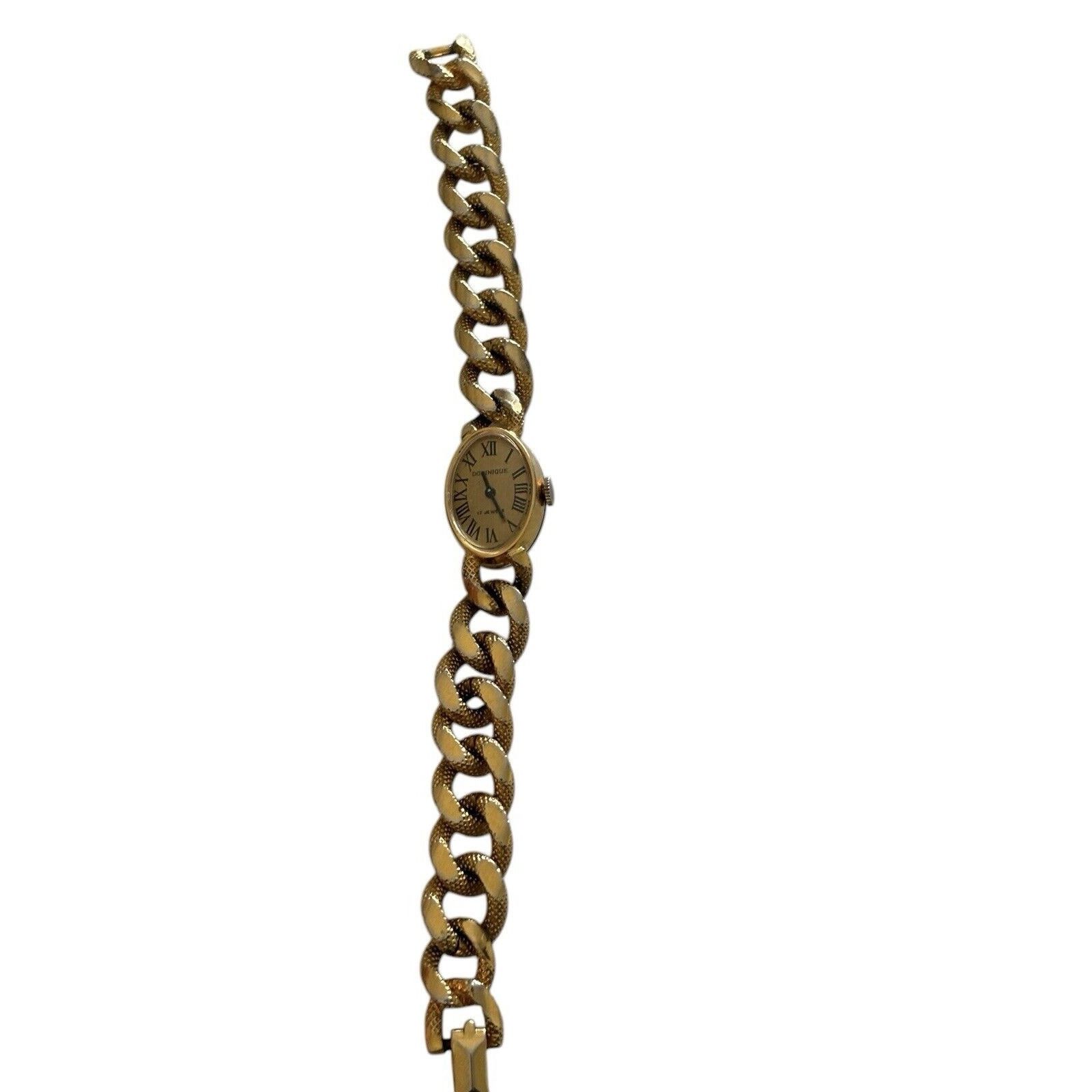 Other PAUL DOMINIQUE 17 Jewels Wind-up Gold Chain Watch Working Size ONE SIZE - 8 Thumbnail
