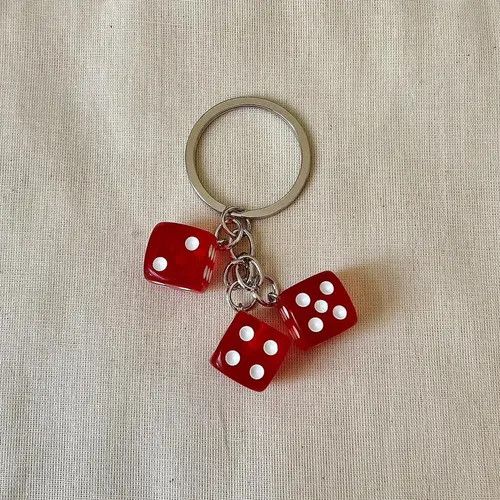 Japanese Brand y2k 2000s red dice keyring for keychain Size ONE SIZE - 1 Thumbnail