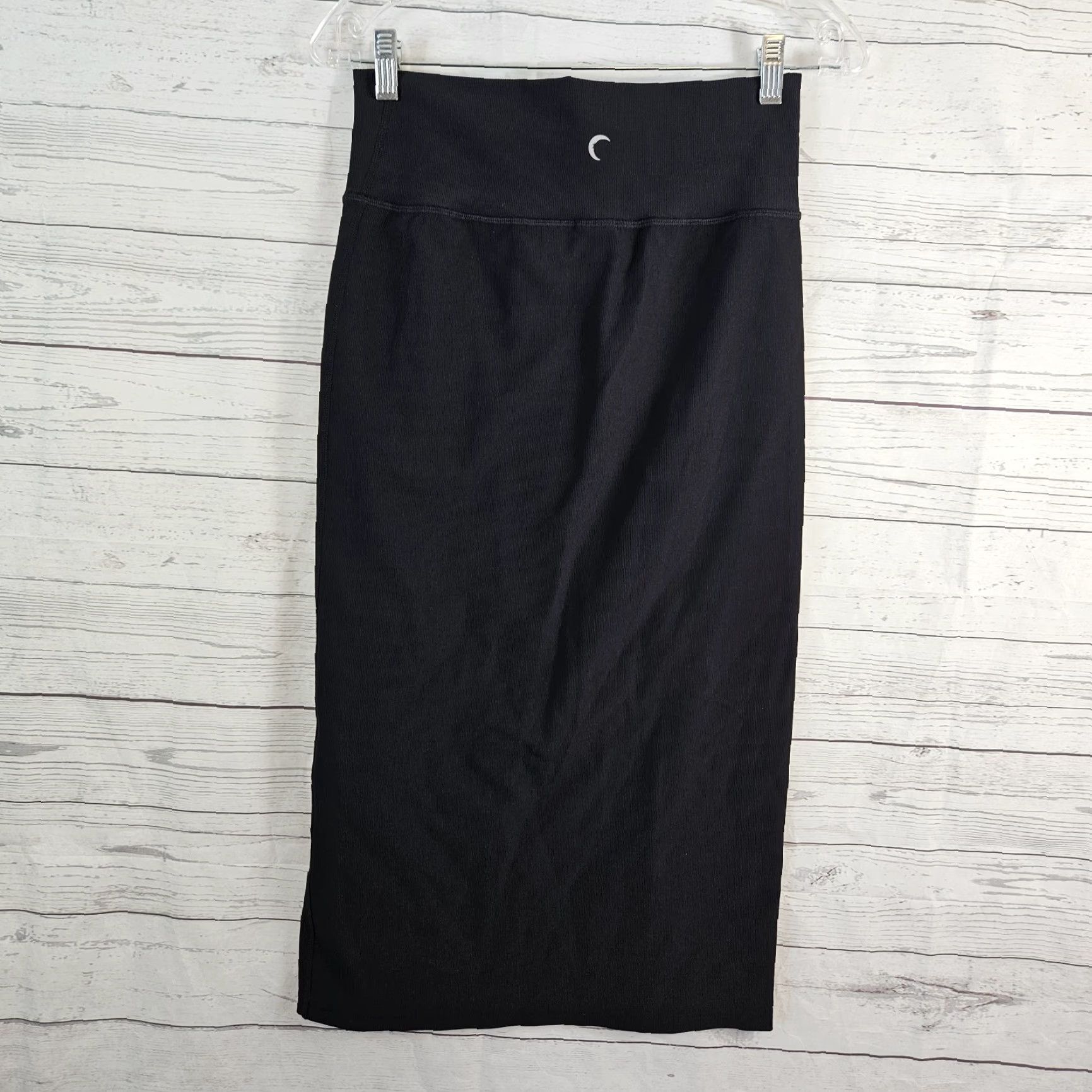 Vintage Zyia Skirt Womens Large Solid Black Pull On Nylon Spandex Knee Length Pencil Straight 29.5" Waist 13" Black Size 36" / US 14 / IT 50 - 3 Thumbnail