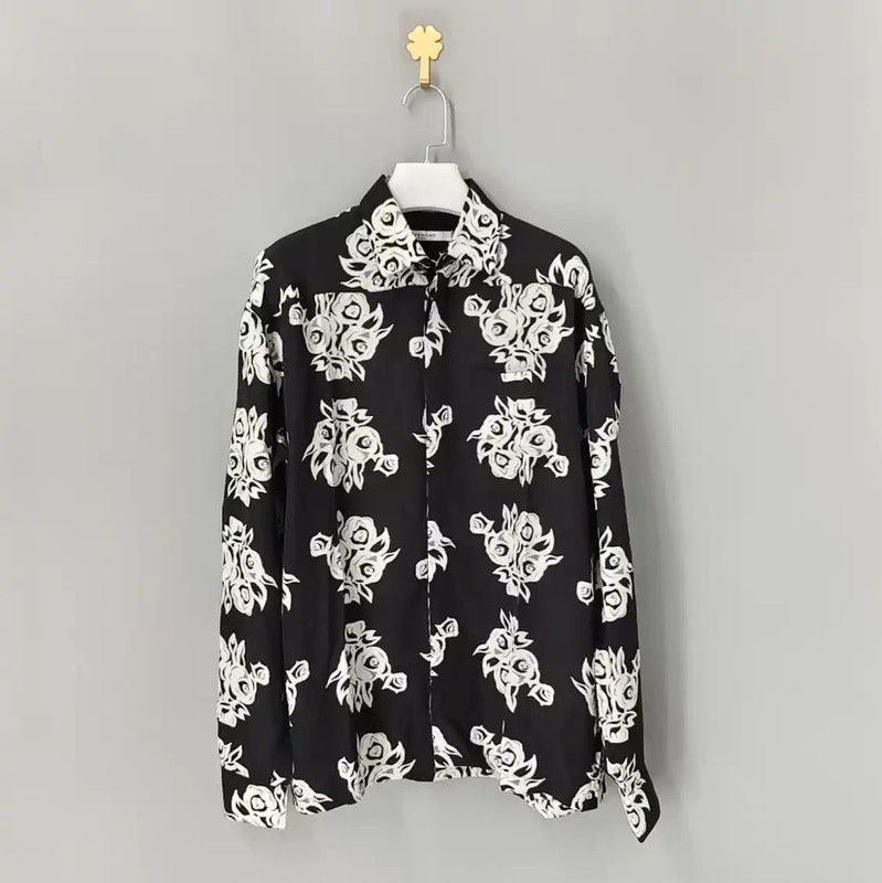 Givenchy Givenchy Black Floral Print Long Sleeve Shirt 0089 Size US S / EU 44-46 / 1 - 1 Thumbnail