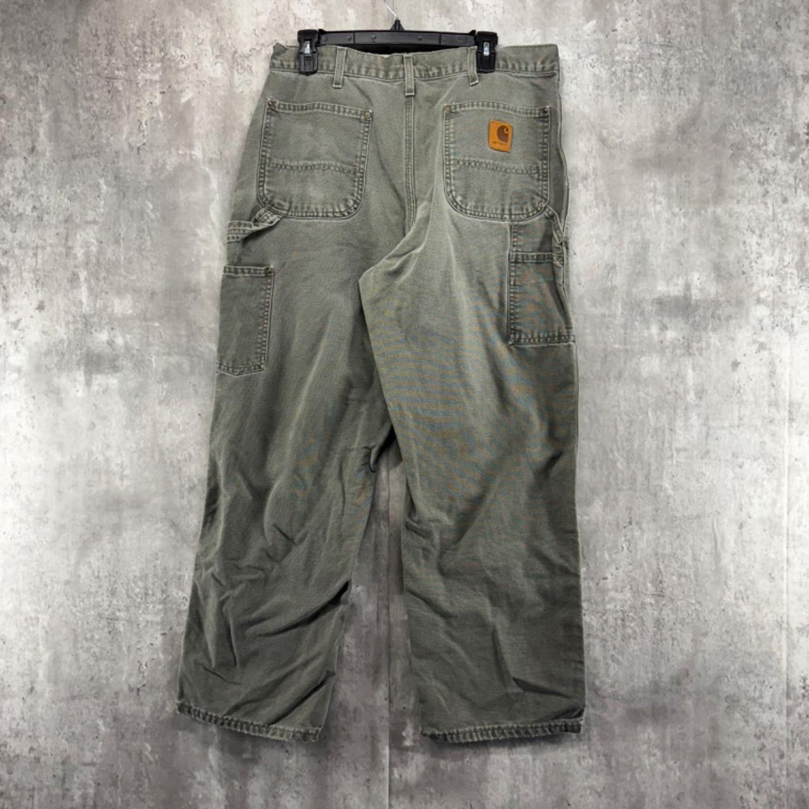 moss green carhartt double knee pants 34x30