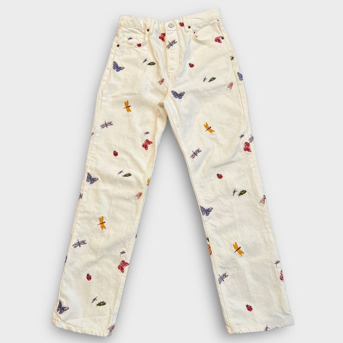 image of Reformation Cynthia Ladybugs High Rise Jeans Size 27 in White, Women's