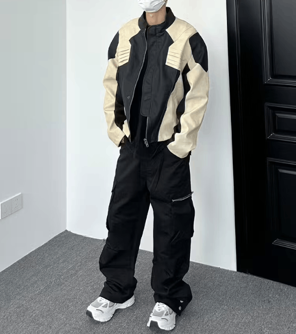 image of Vintage Motorcycle Sporty Y2K Jacket in Black, Men's (Size Medium)