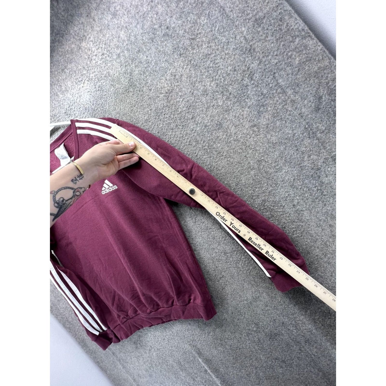 Adidas Adidas Sweatshirt Womens Small Purple Fleece 3 Stripe Crewneck Pullover Top Size S / US 4 / IT 40 - 3 Thumbnail