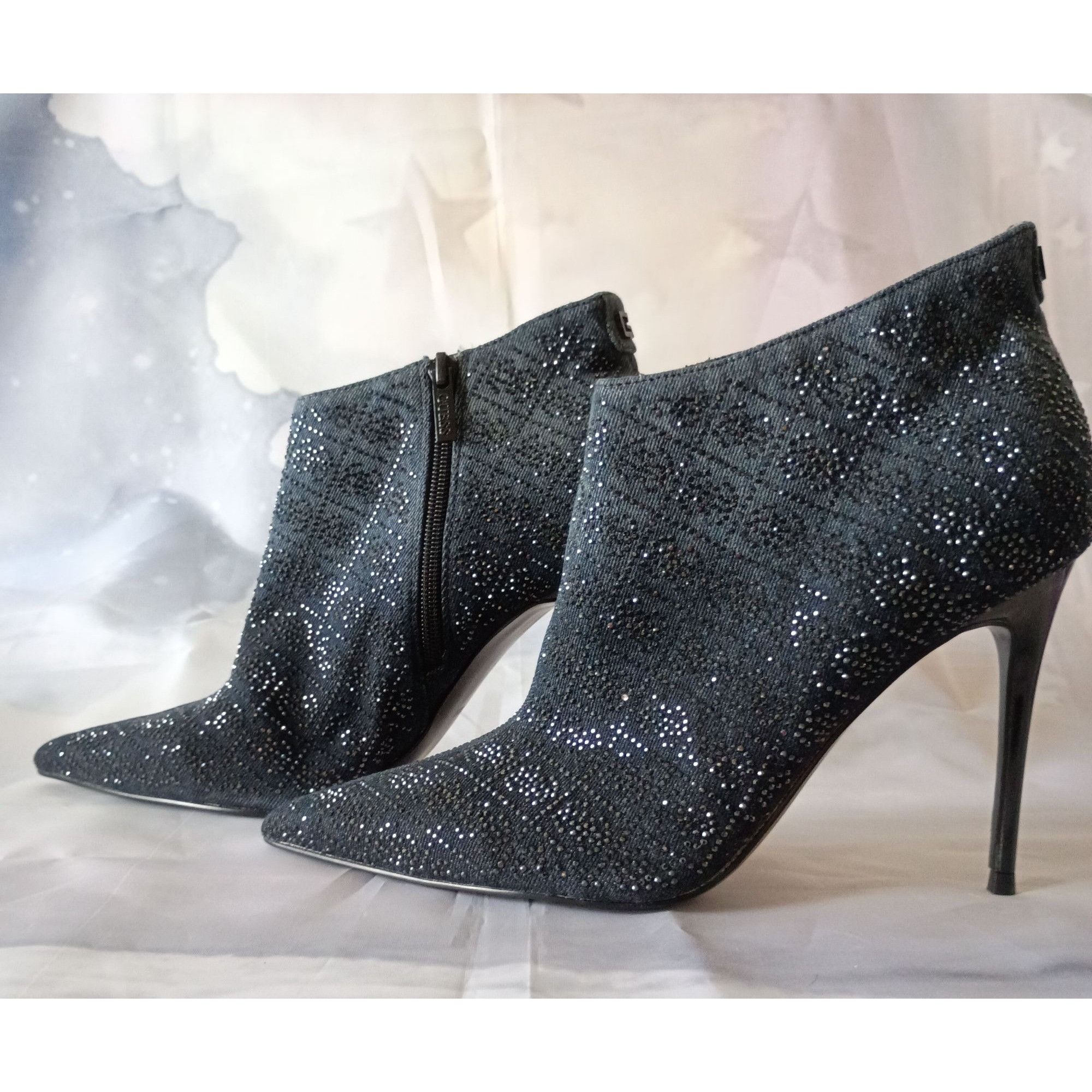 Guess GUESS Fazzie Black Shimmer Stiletto Ankle Booties Pointed To Size US 9.5 / IT 39.5 - 11 Thumbnail