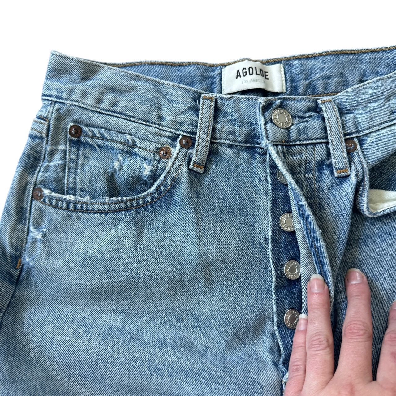 Agolde AGOLDE 90s Crop Jean Echo Wash Distressed Size 24" / US 00 / IT 34 - 4 Thumbnail