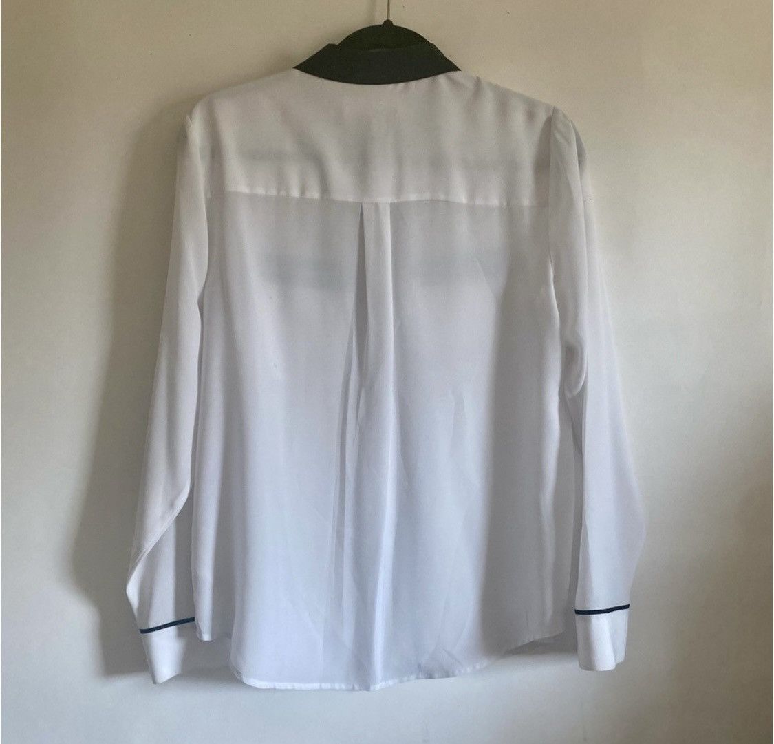 Michael Kors MICHAEL KORS WHITE BLACK BUTTON UP BLOUSE ZIPPER POCKETS Size M / US 6-8 / IT 42-44 - 8 Thumbnail