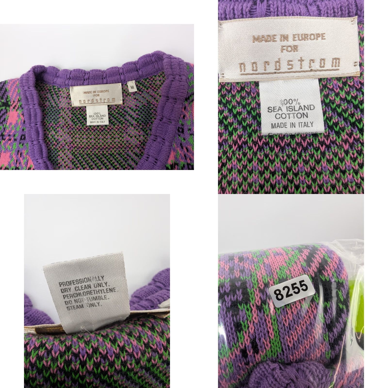 Nordstrom Nordstrom Vintage Italy Purple Plaid Damask Cardigan Sweater Sea Island Cotton Women M Long Sleeve Purple Damask Knit Cardigan Mens? Womens Size M / US 6-8 / IT 42-44 - 8 Thumbnail