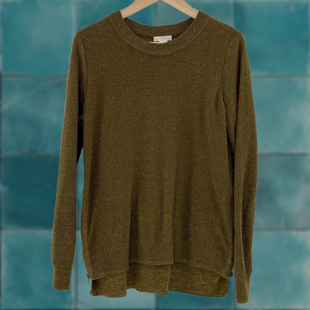 H&M H&M Conscious Greenish Gold Metallic Sweater Pullover Boho Side Zips Size Sz M Size M / US 6-8 / IT 42-44 - 1 Thumbnail