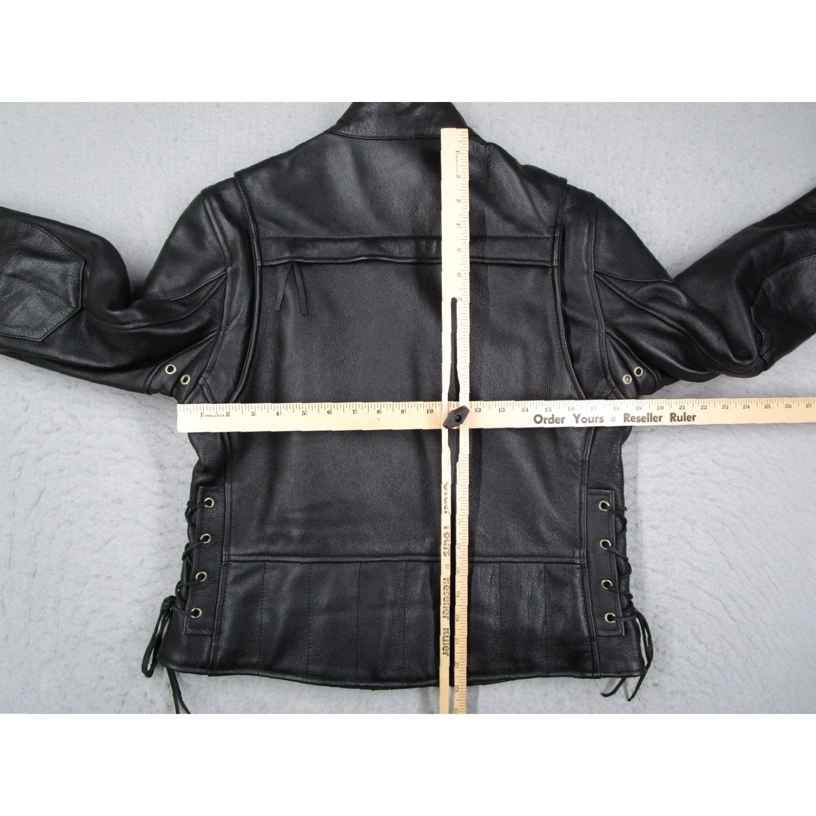 Vintage Wilsons Leather Jacket Women Medium Black Motorcycle Biker Zip Pockets Lace Up Size M / US 6-8 / IT 42-44 - 7 Thumbnail