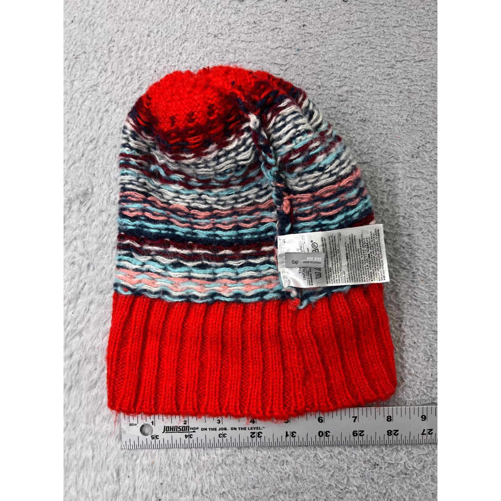 Gap GAP Beanie Hat Womens One Size Red Blue Knit Floral Mohair Blend Pom - Beanie, Hat, Womens, One Size, Red, Floral, Mohair Blend, Knit, Ski Theme Size ONE SIZE - 5 Thumbnail