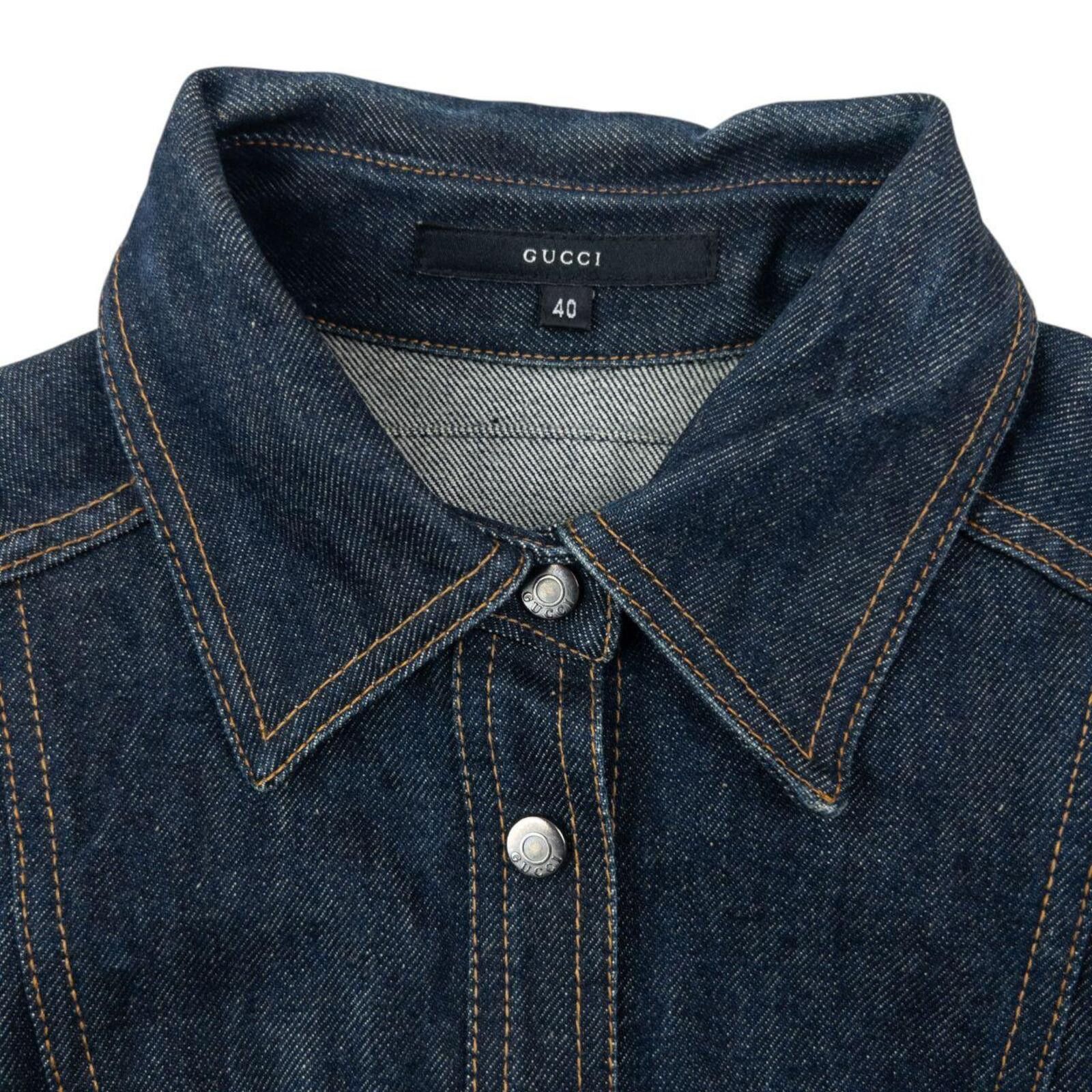 Gucci Vintage 90s Gucci By Tom Ford Cropped Denim Jacket Womens M Size M / US 6-8 / IT 42-44 - 4 Thumbnail