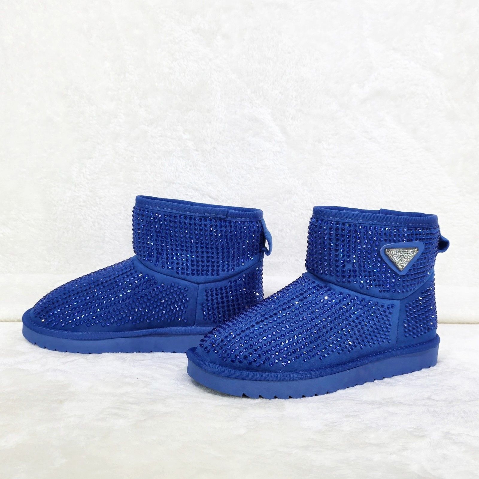 Other Twinkle Faux Fur Lined Slip On Winter Ankle Boots Bright Blu Size US 11 / IT 41 - 5 Thumbnail