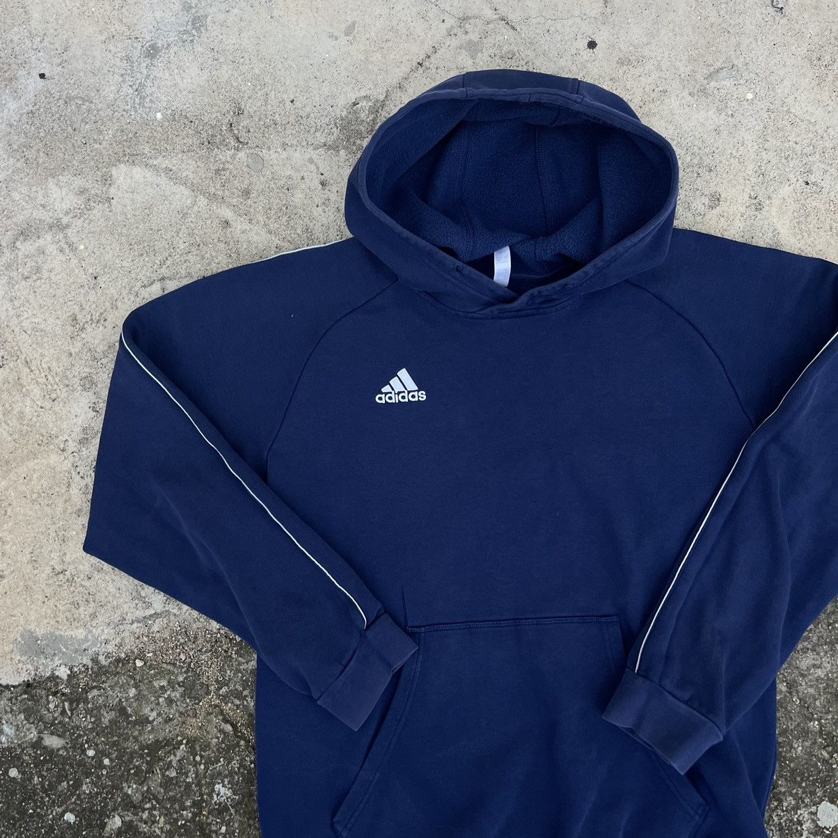 Adidas × Vintage Vintage Adidas Hoodie Navy Sweatshirt Sweater Y2K Size US L / EU 52-54 / 3 - 3 Thumbnail