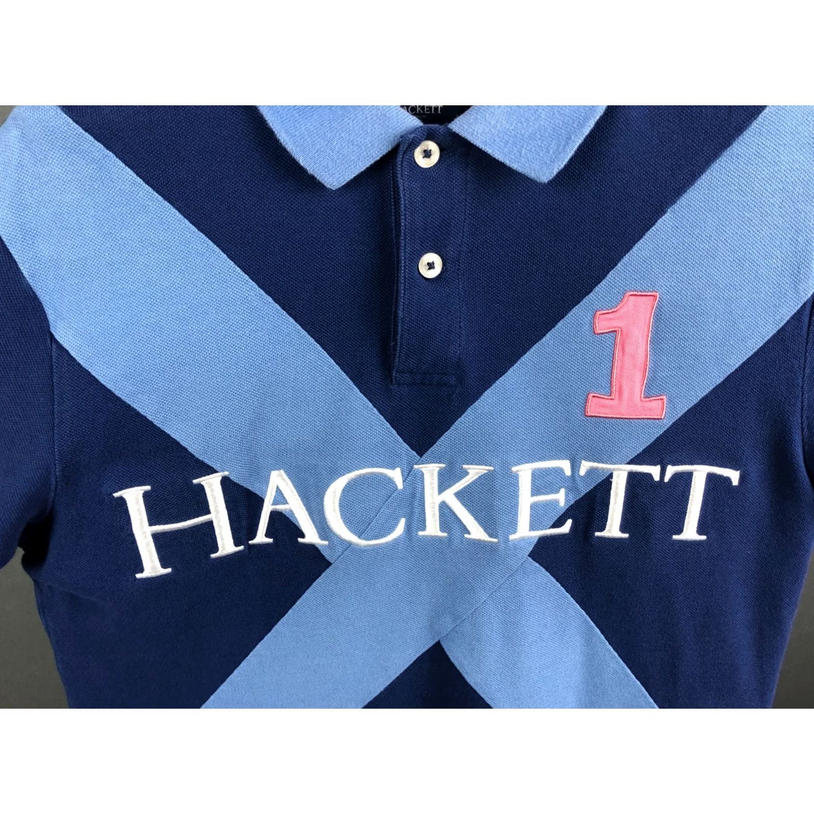 Hackett Hackett London Polo Shirt Mens S Blue 100% Cotton Classic Short Sleeve Embroidered Logo Twill Patch Chest Left Sleeve Polo Size US S / EU 44-46 / 1 - 6 Thumbnail