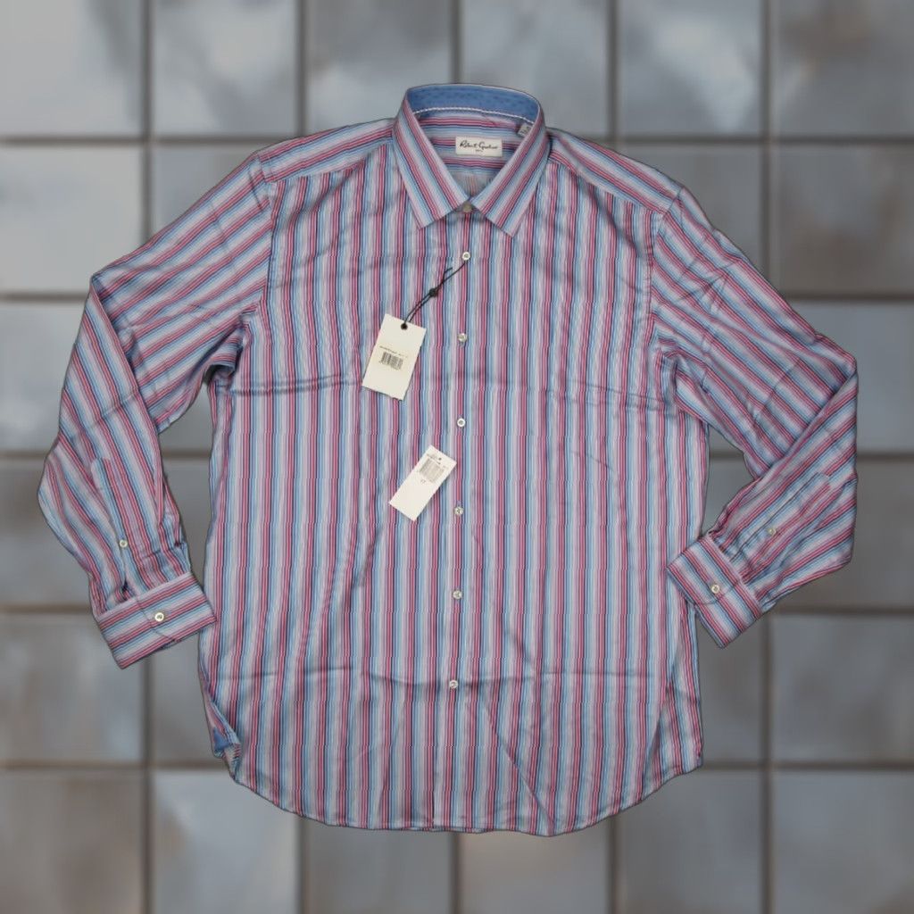 Robert Graham Robert Graham Dress Shirt Mens 43 17 Blue Striped Long Sleeve Button Up Size US XL / EU 56 / 4 - 1 Thumbnail