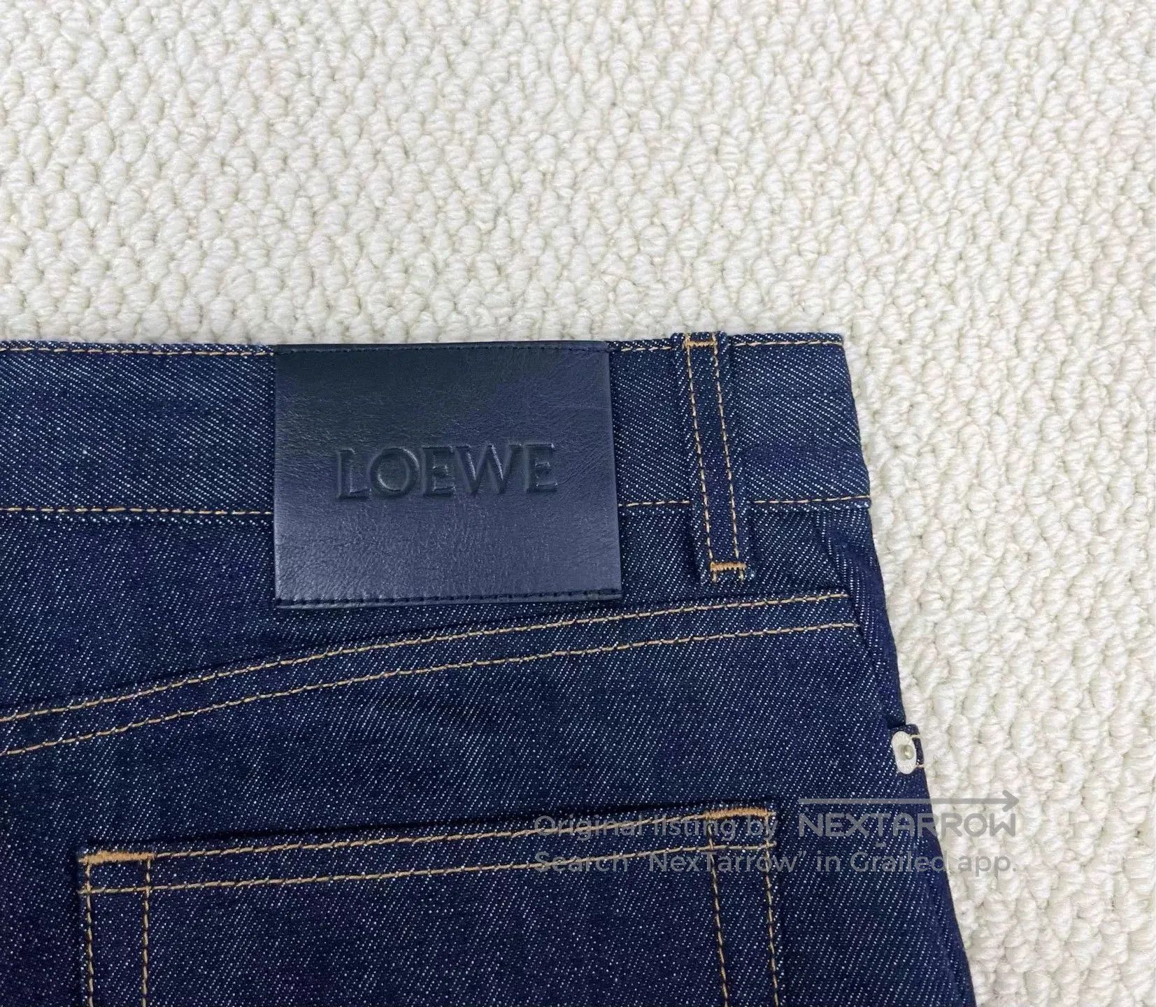 Loewe Loewe Dark Blue Oversized Flared Leather Patch Jeans. Size US 30 / EU 46 - 4 Thumbnail