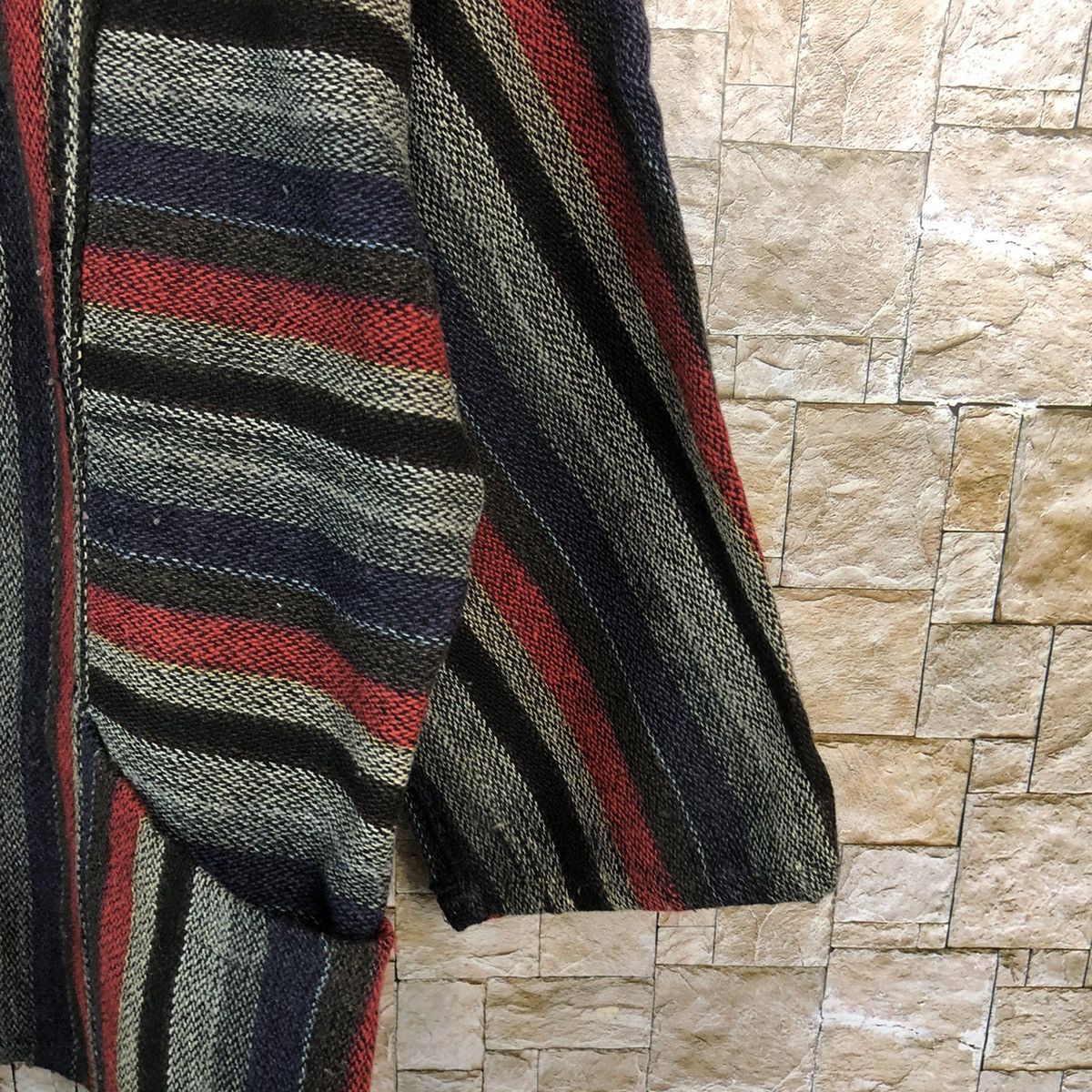 Homespun Knitwear Japan cardigan Red black stripe Knitwear #A499 Size L / US 10 / IT 46 - 8 Thumbnail