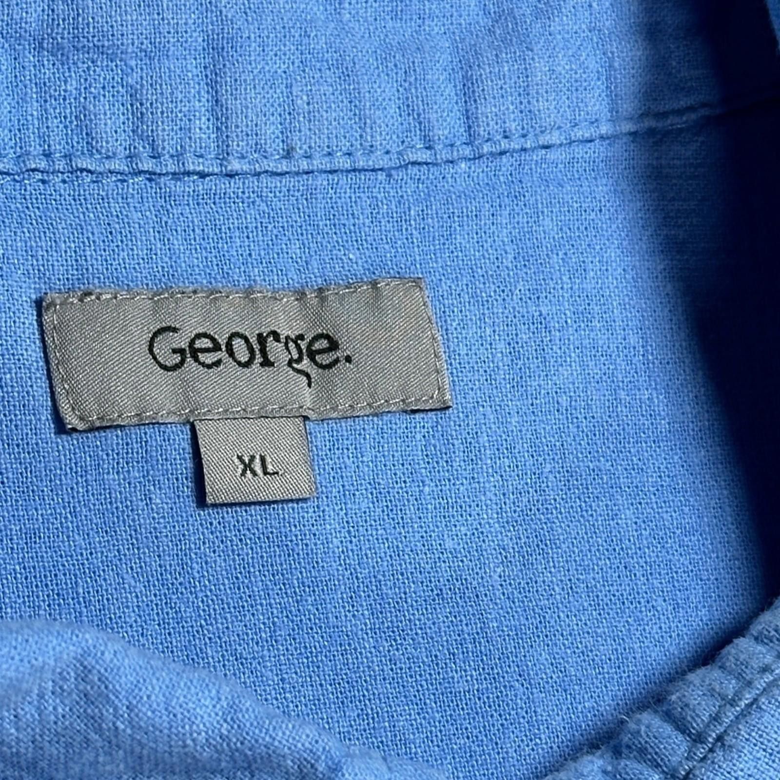 George George Shirt Men's UK Size XL Blue Short Sleeve Linen Pocket Size US XL / EU 56 / 4 - 7 Thumbnail