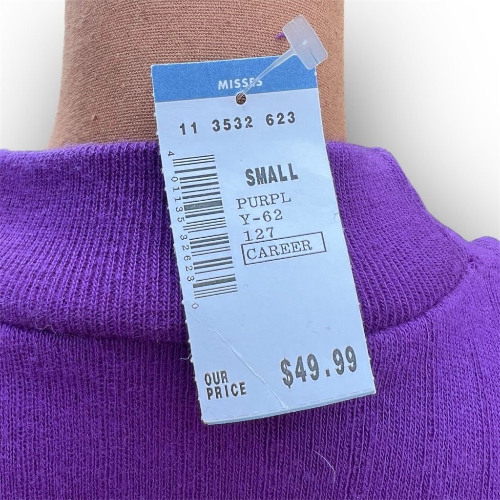 Vintage Kelly Stevens Vintage Purple Ribbed Mock Neck Long Sleeve Sw Size S / US 4 / IT 40 - 4 Thumbnail