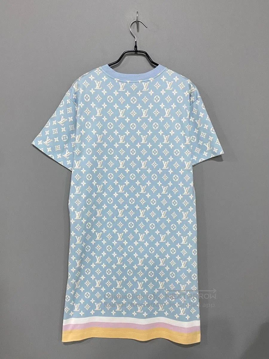 Louis Vuitton Louis Vuitton Blue Monogram Chain Cotton Dress. Size L / US 10 / IT 46 - 3 Thumbnail