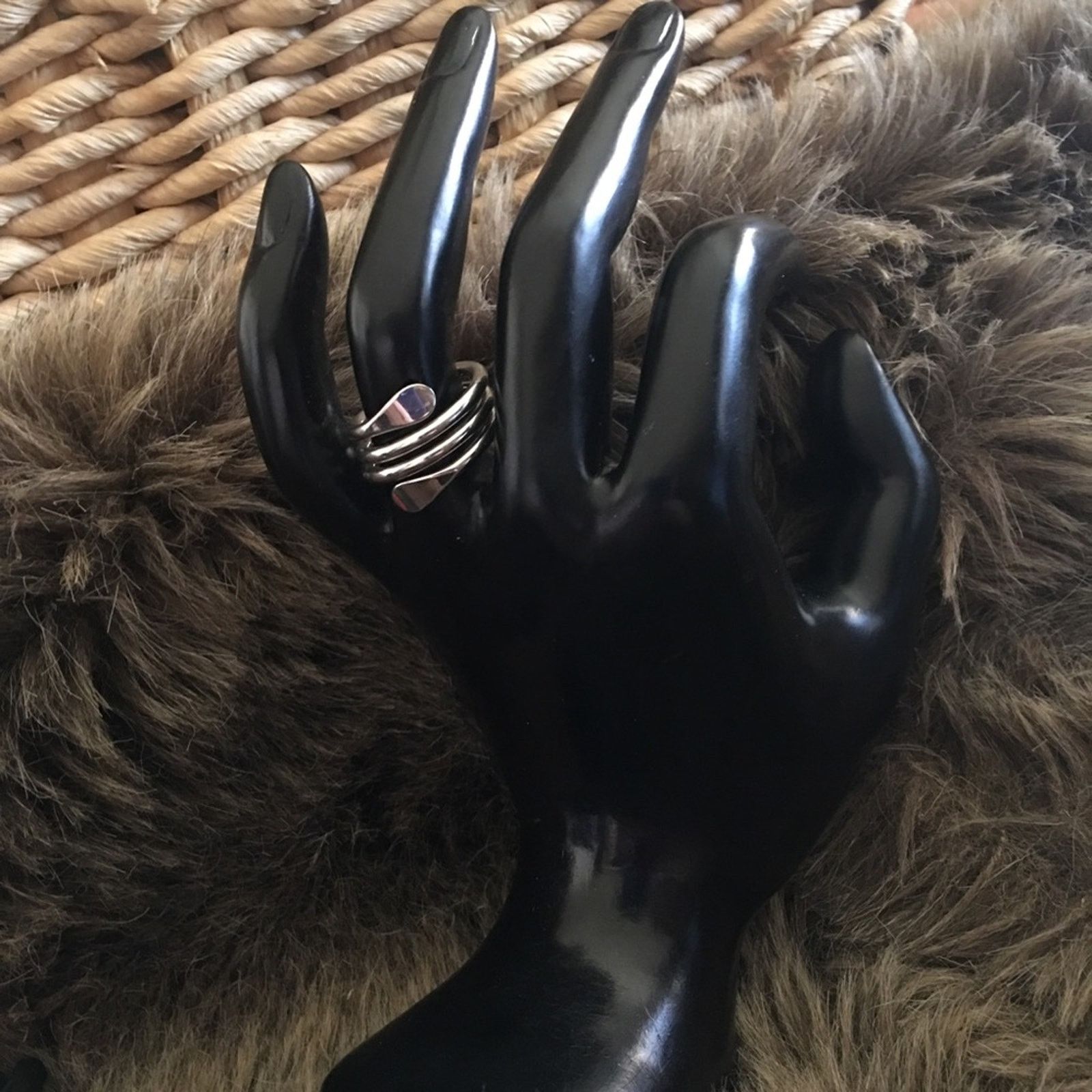 Jewelry Mirror finish silver tone coil style ring Size ONE SIZE - 5 Thumbnail