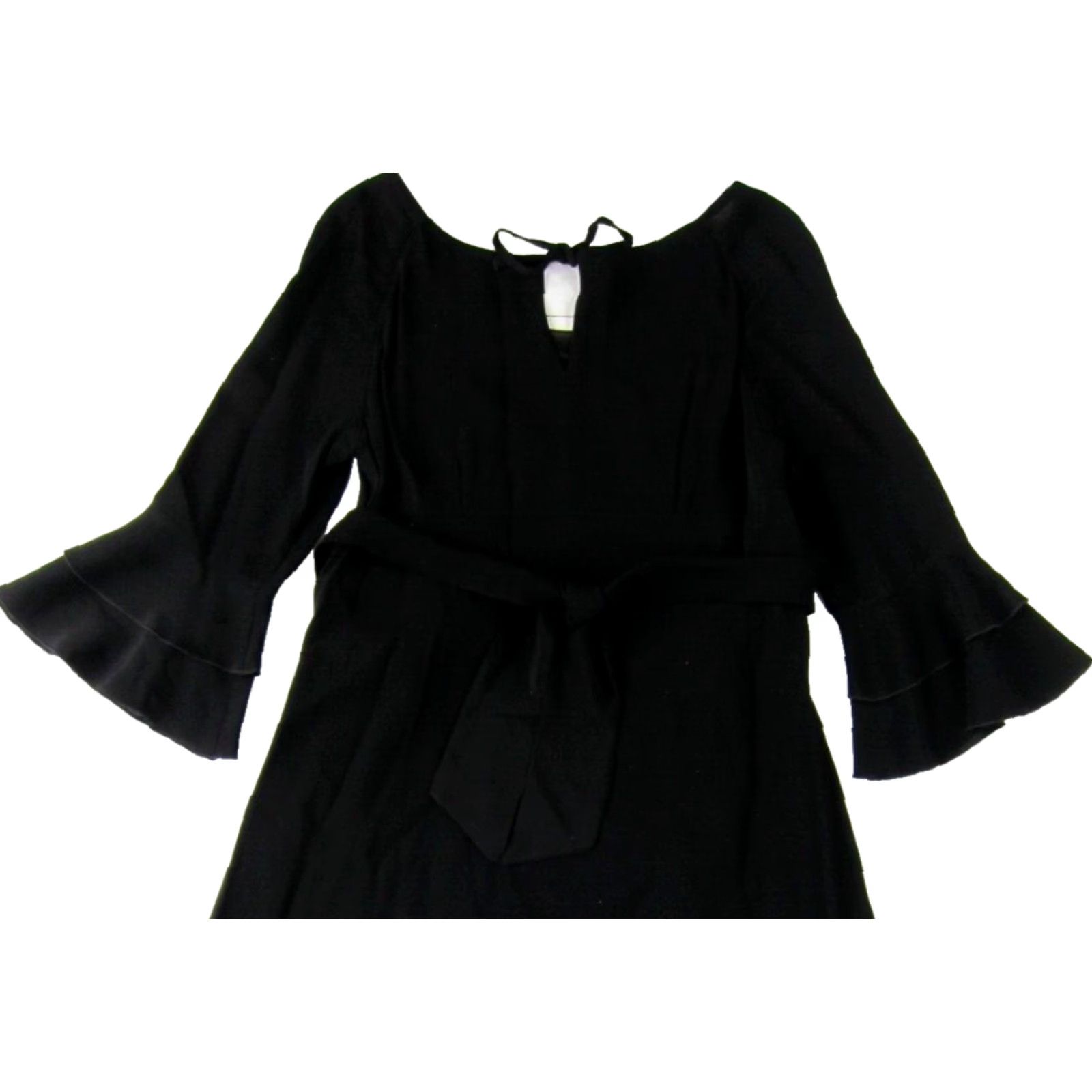 Vintage Antoine & Lili Rayon Classic Black 3/4 Ruffle Sleeve Tunic Shift Tie Dress Woman 2 Size XS / US 0-2 / IT 36-38 - 5 Thumbnail