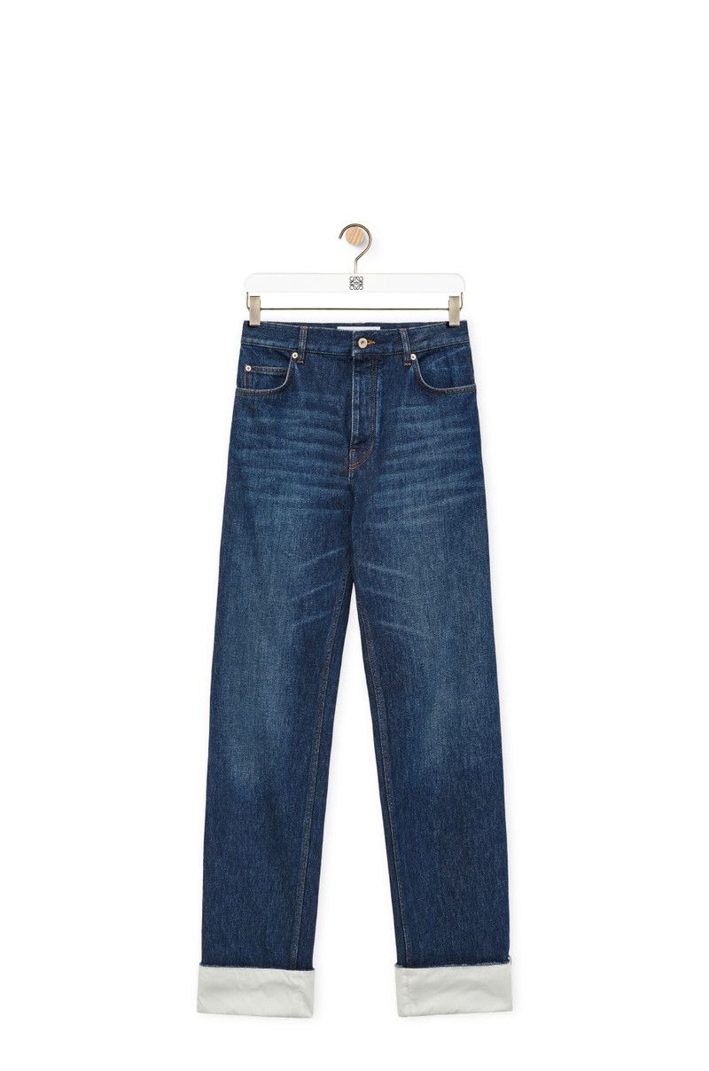 Loewe o1in1g0426 Fisherman Turn-Up Jeans in Denim in Washed Indigo Size US 34 / EU 50 - 1 Thumbnail