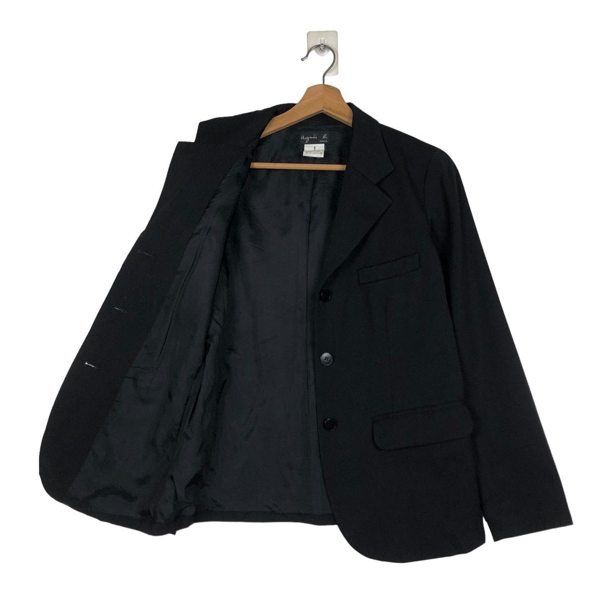 agnes b. RICH BLACK VINTAGE BUTTON JACKET AGNES B. PARIS ISSEY MIYAKE Size US S / EU 44-46 / 1 - 13 Thumbnail