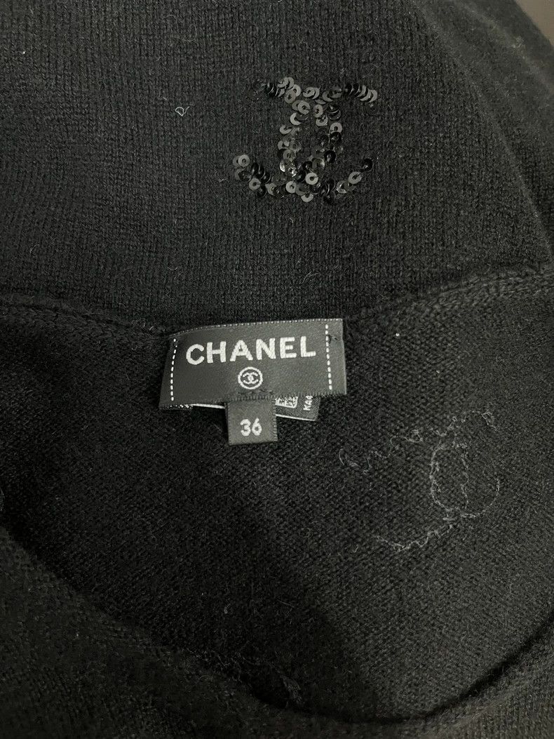 Chanel Chanel 24S black flower sequin double Clogo cashmere dress Size XS / US 0-2 / IT 36-38 - 4 Thumbnail