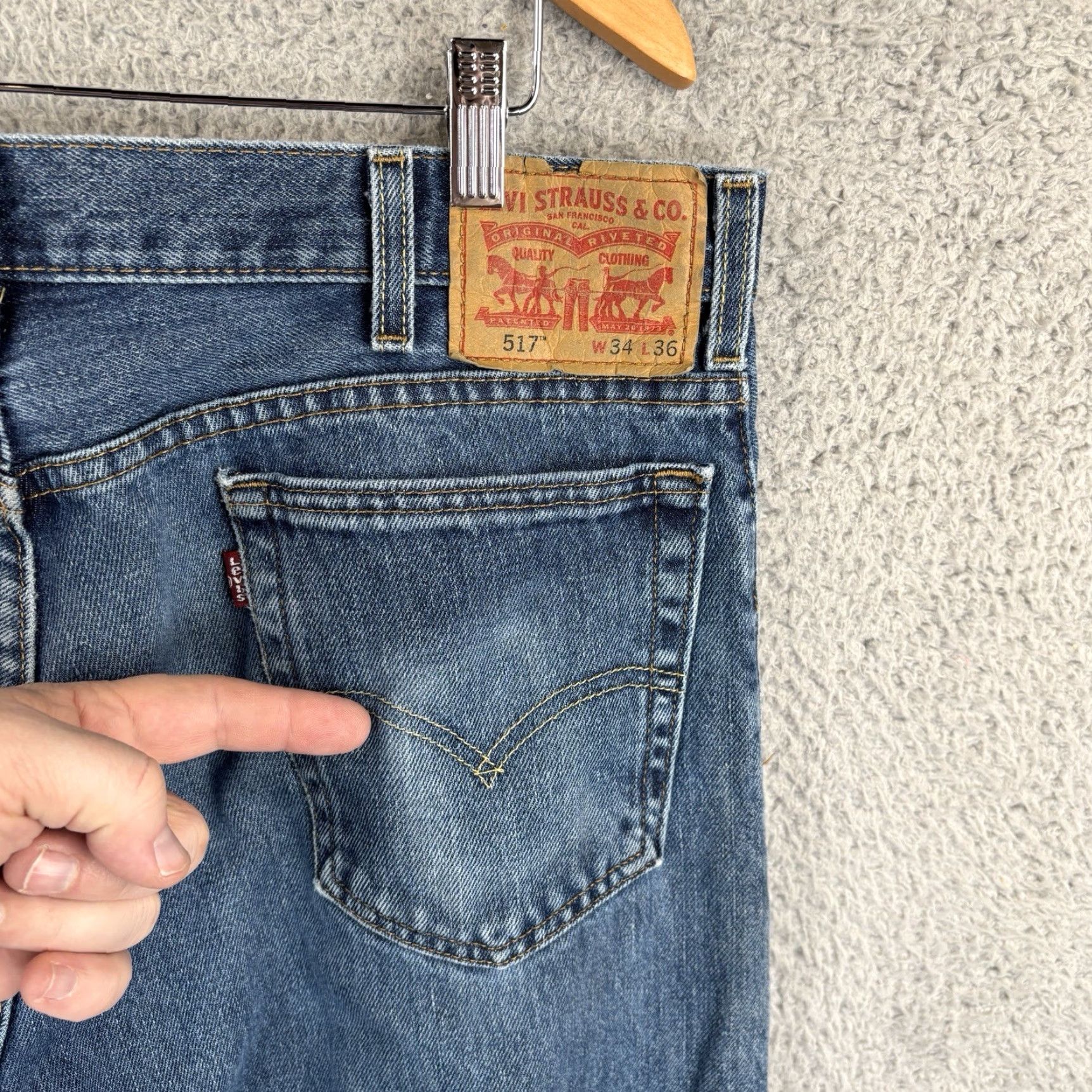 Levi's Levi's 517 Jeans Mens 34x36 Bootcut Denim Cowboy Cotton Blue Regular Inseam 36 Size US 34 / EU 50 - 4 Thumbnail