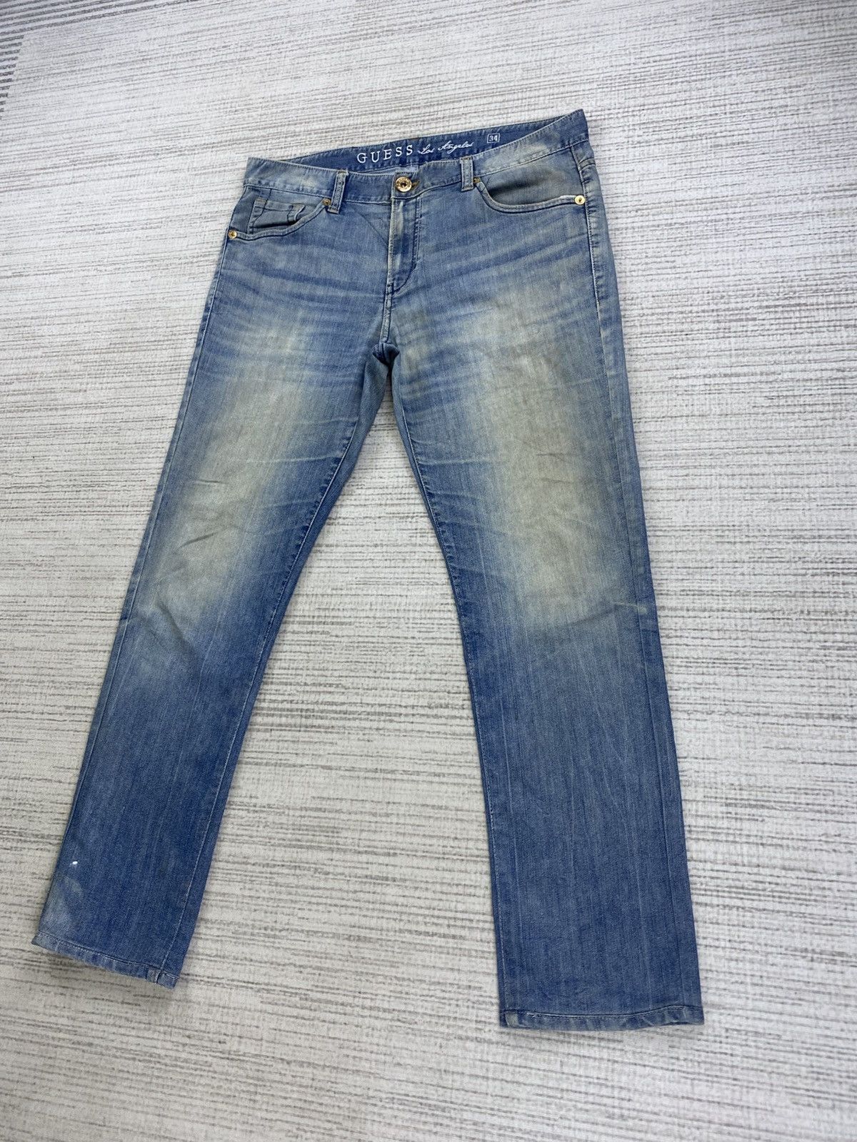 Guess × Vintage Vintage Guess Los Angeles Metal Logo Denim Jeans Size US 31 - 4 Thumbnail