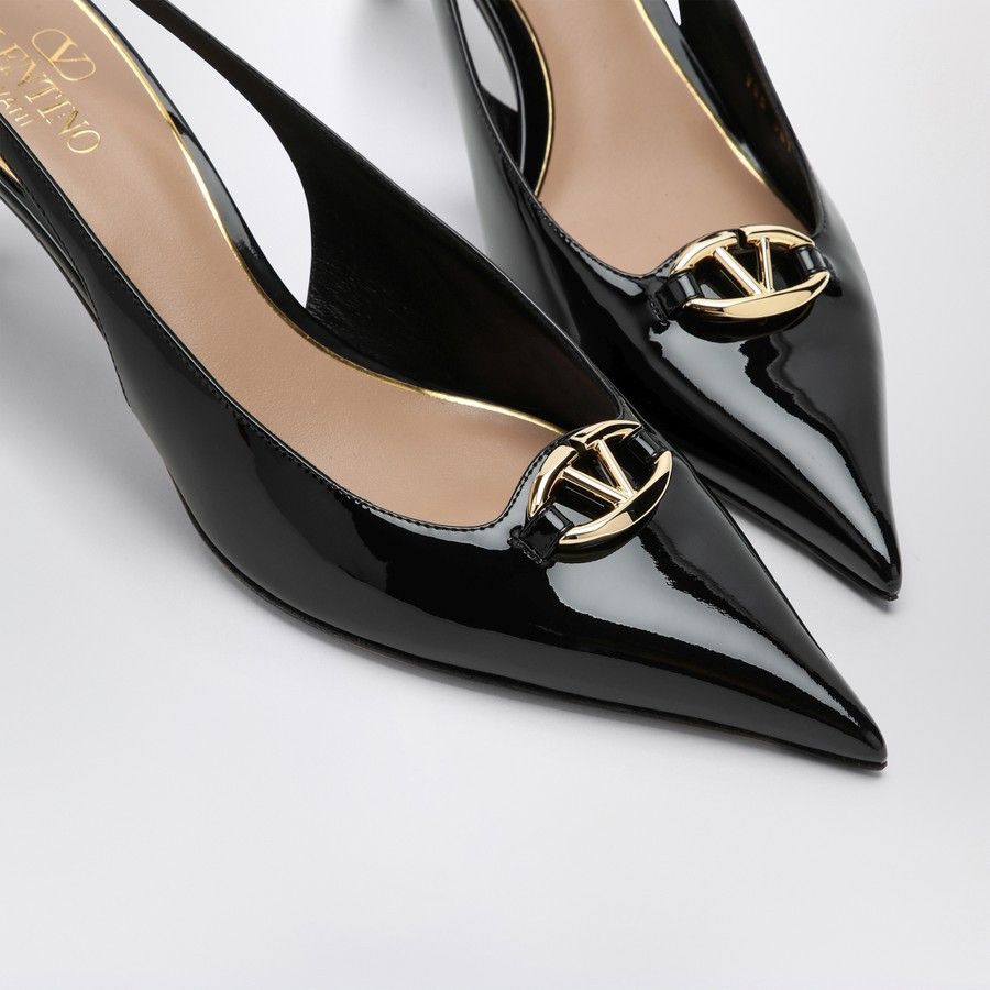 Valentino o1d2blof1024 V Logo Leather Slingback in Black Size US 10 / IT 40 - 5 Thumbnail