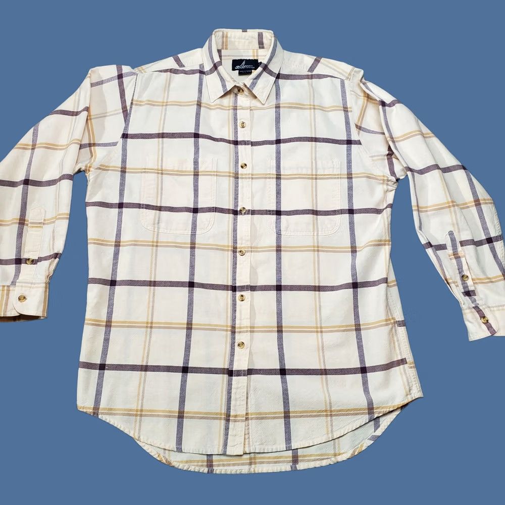 Sperry Sperry Top-Sider Shirt Womens Large Ivory Plaid Cotton Long Sleeve Button Up Shirt Size L / US 10 / IT 46 - 1 Thumbnail