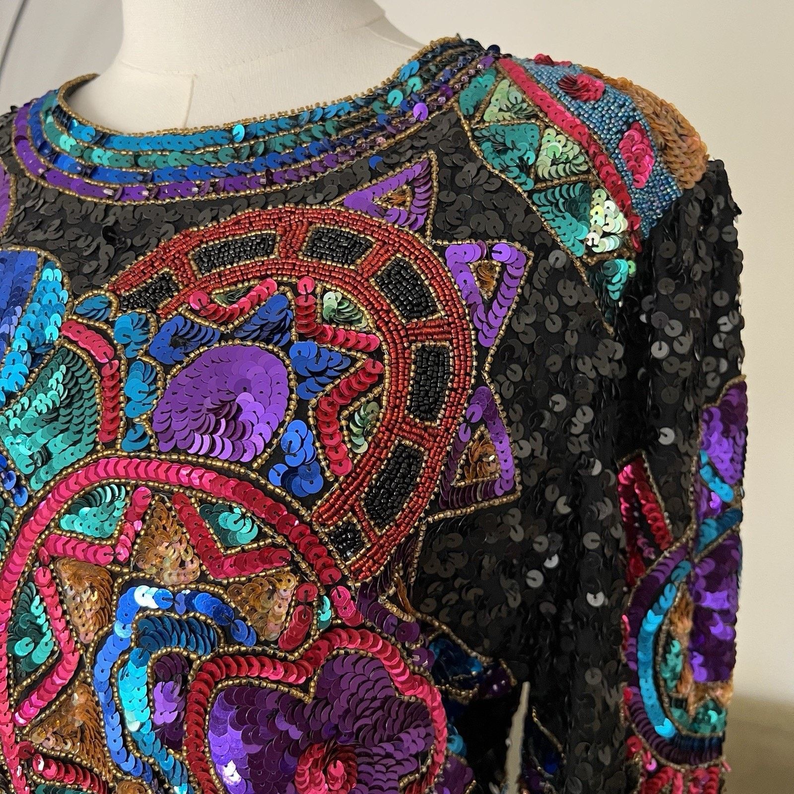 Other Laurence Kazar Top (L) 80s Glam Sequin Beaded Maximalist Size L / US 10 / IT 46 - 1 Thumbnail