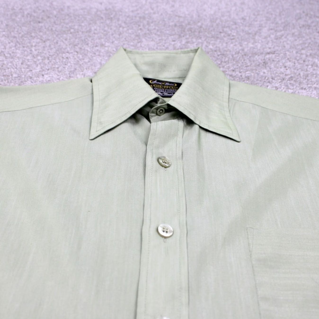 Sears Vintage Sears Mens 15 1/2 Green Dress Shirt L/S 33 1980s Perma-Prest Cotton Blend Size 40R - 5 Thumbnail