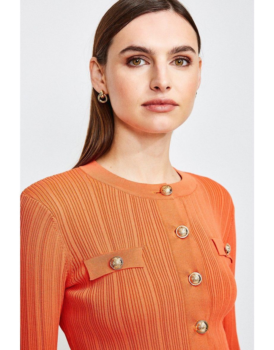 Balmain o1w1db10624 Cardigan in Orange Size S / US 4 / IT 40 - 2 Thumbnail
