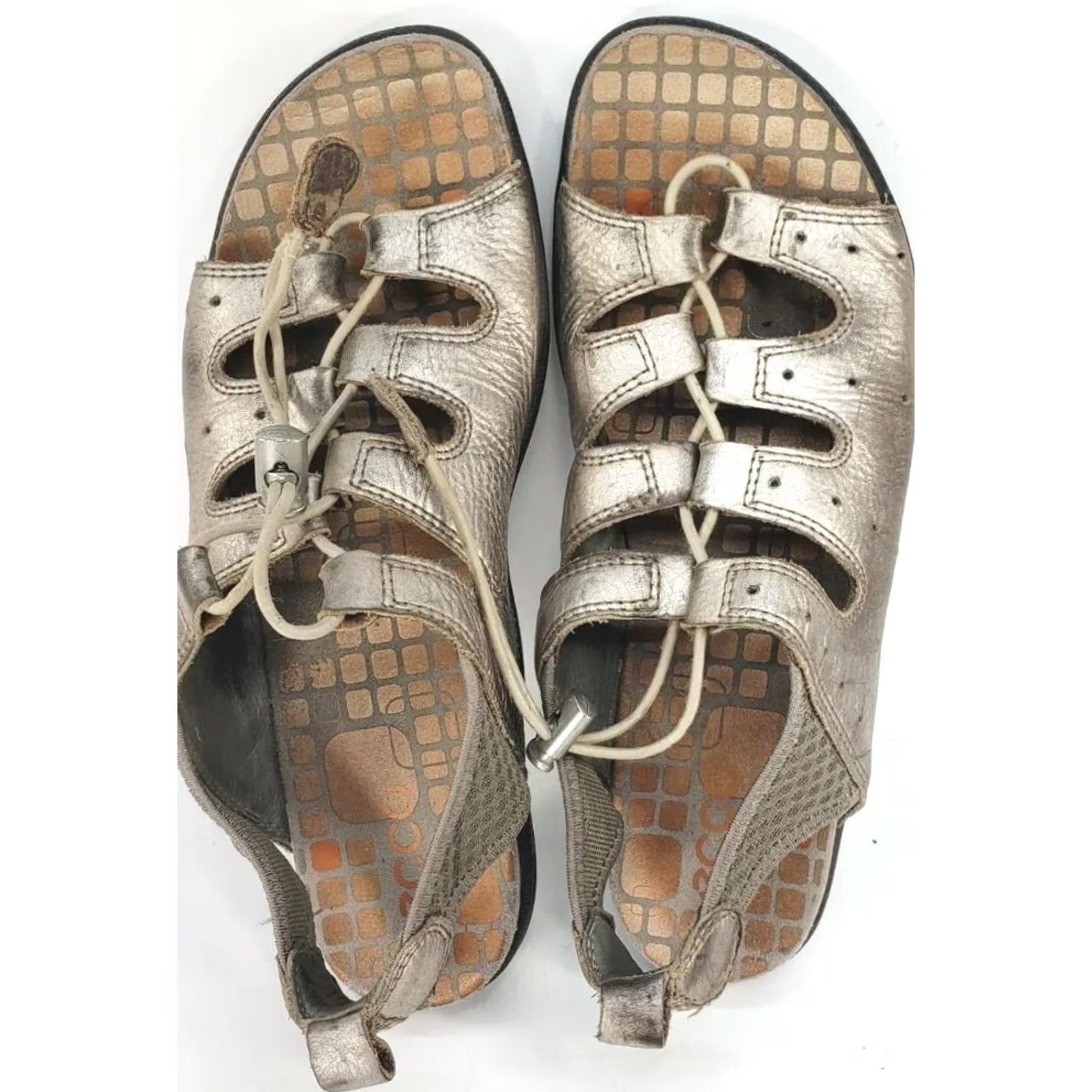Ecco VINTAGE Ecco Jab Toggle Metallic Rose Gold Sandals Women's 8-8.5 (39) Glass? Size US 8.5 / IT 38.5 - 6 Thumbnail