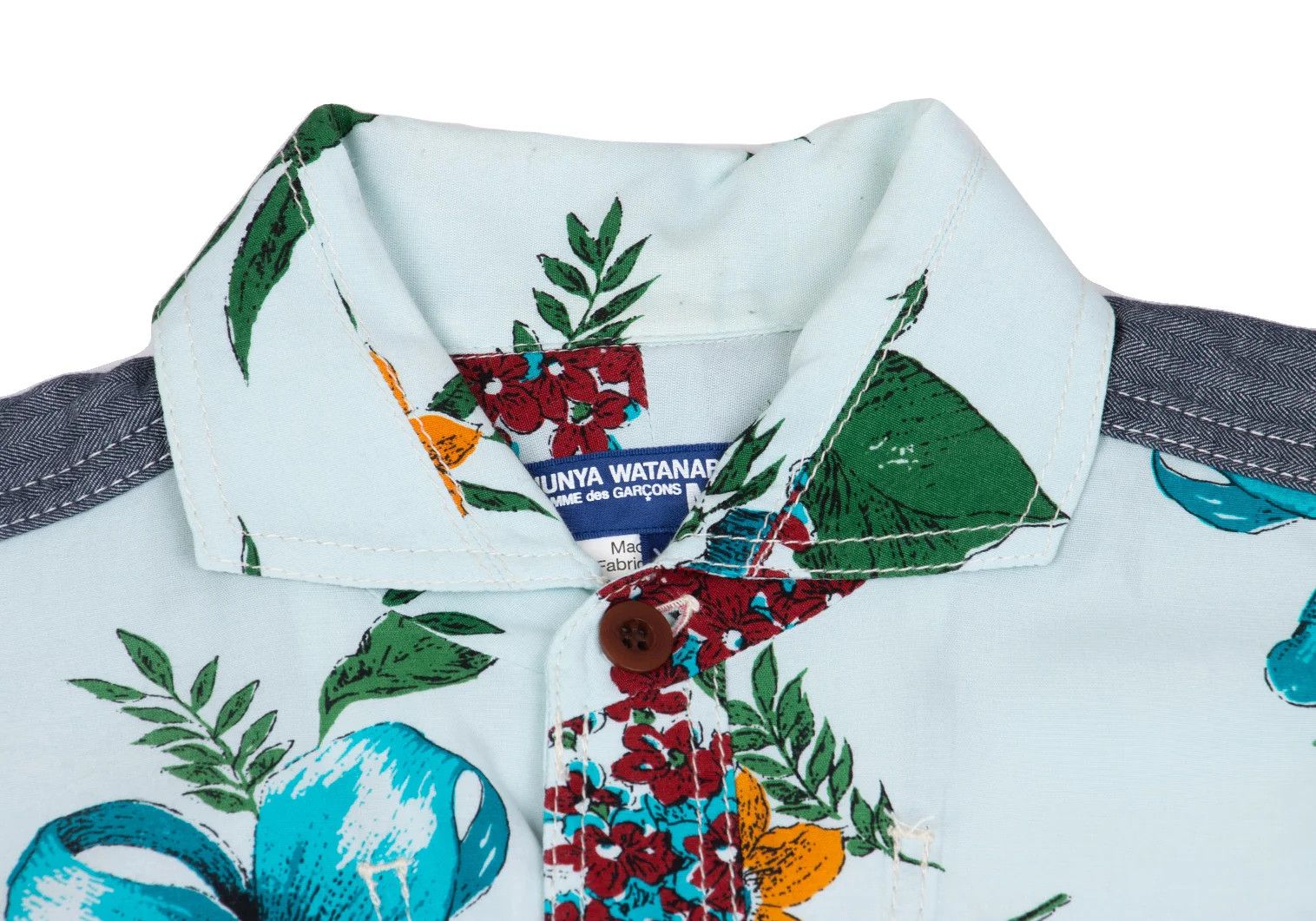 Junya Watanabe Floral Print Rayon Short Sleeve Shirt in Light Blue Size US XS / EU 42 / 0 - 3 Thumbnail