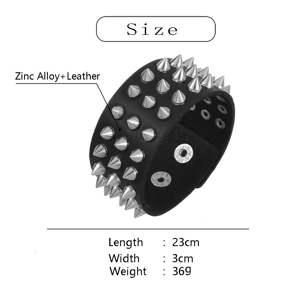 Japanese Brand × Leather Pu leather 3 Line Spike Vintage Bracelet Size ONE SIZE - 2 Thumbnail