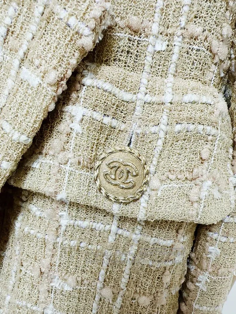 Chanel Chanel 19S beach series gold plaid long-sleeved suit jacke Size XXS / US 00 / IT 34 - 4 Thumbnail