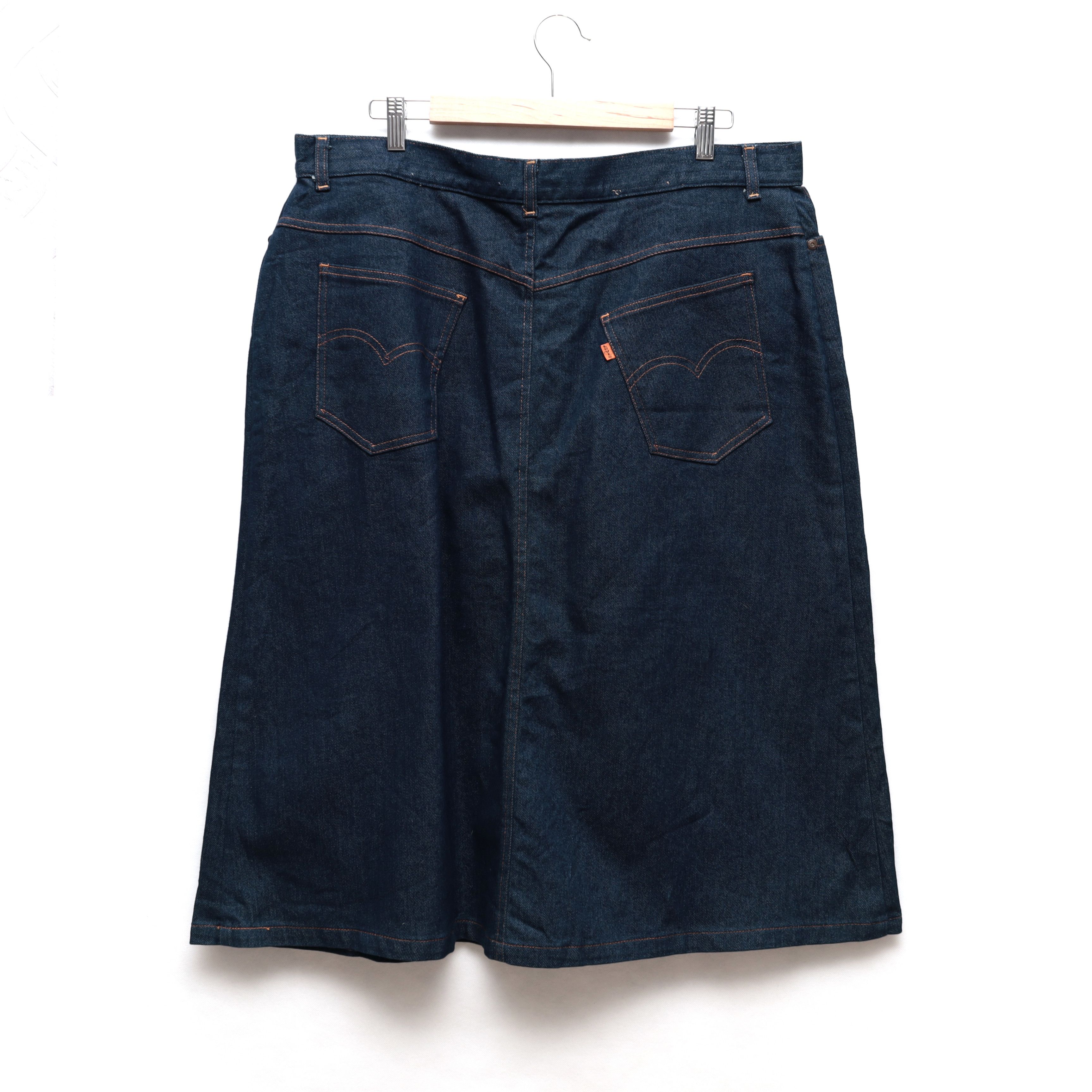 Levi's 70's VTG Levis Skirt Solid Navy Orange Tab Scovill Zip USA Size 32" / US 10 / IT 46 - 2 Thumbnail