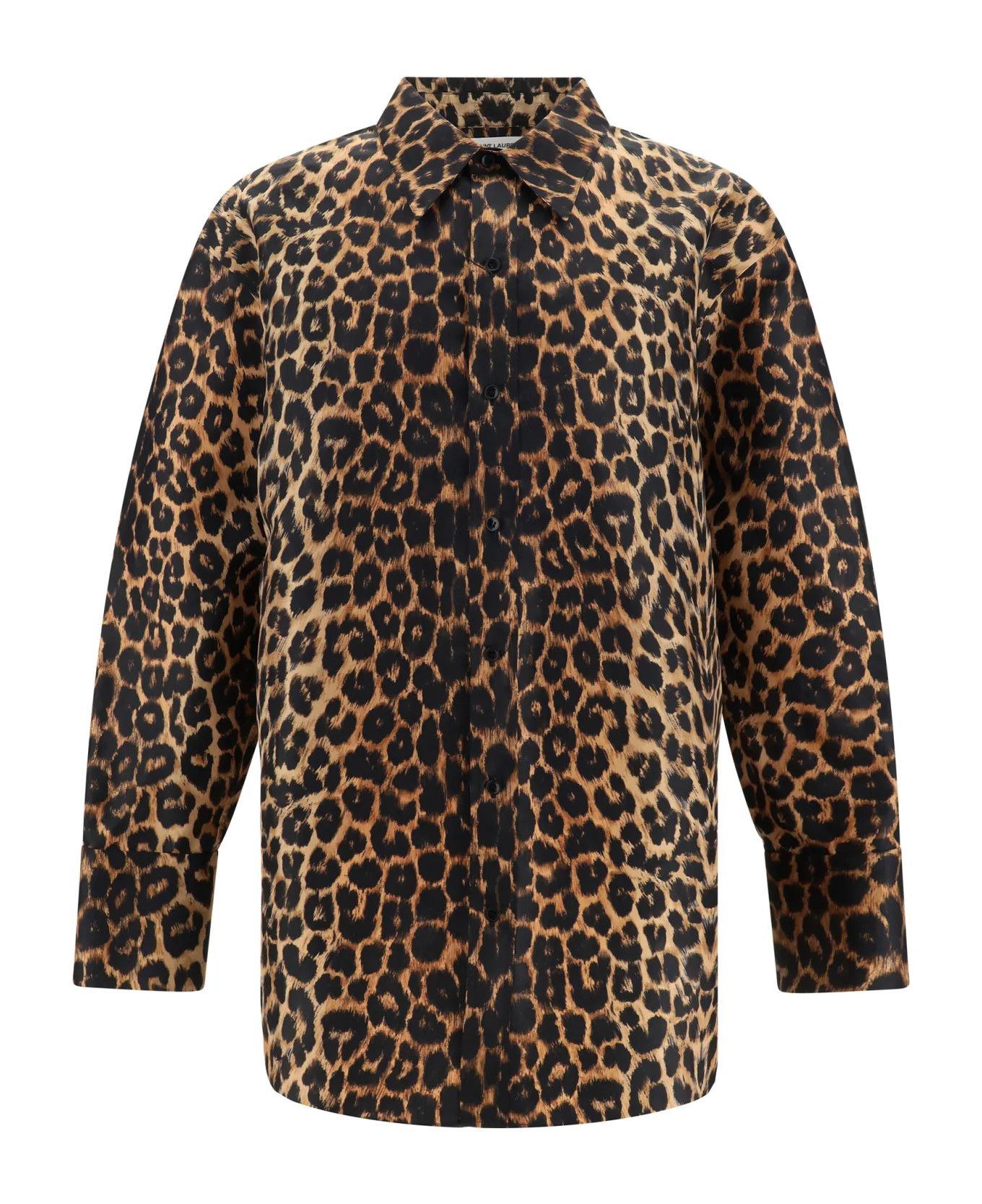 Saint Laurent Paris oc11z1225 788143 Oversized Shirt in Leopard Silk Taffeta Size US XXS / EU 40 - 2 Thumbnail